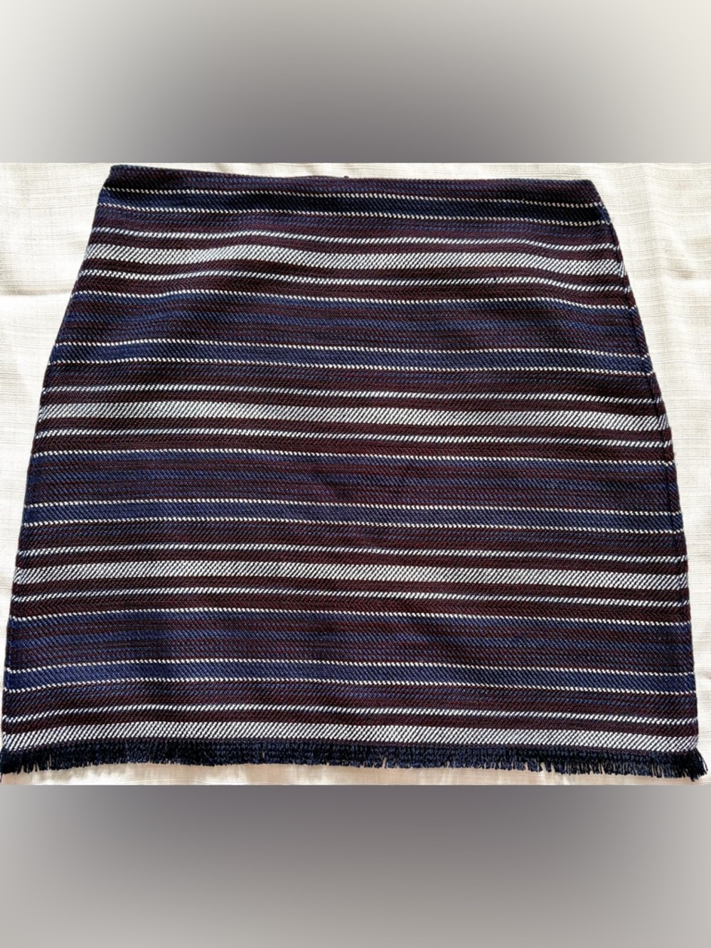 LOFT Striped Mini Skirt in Burgundy,Navy, Black & White boho